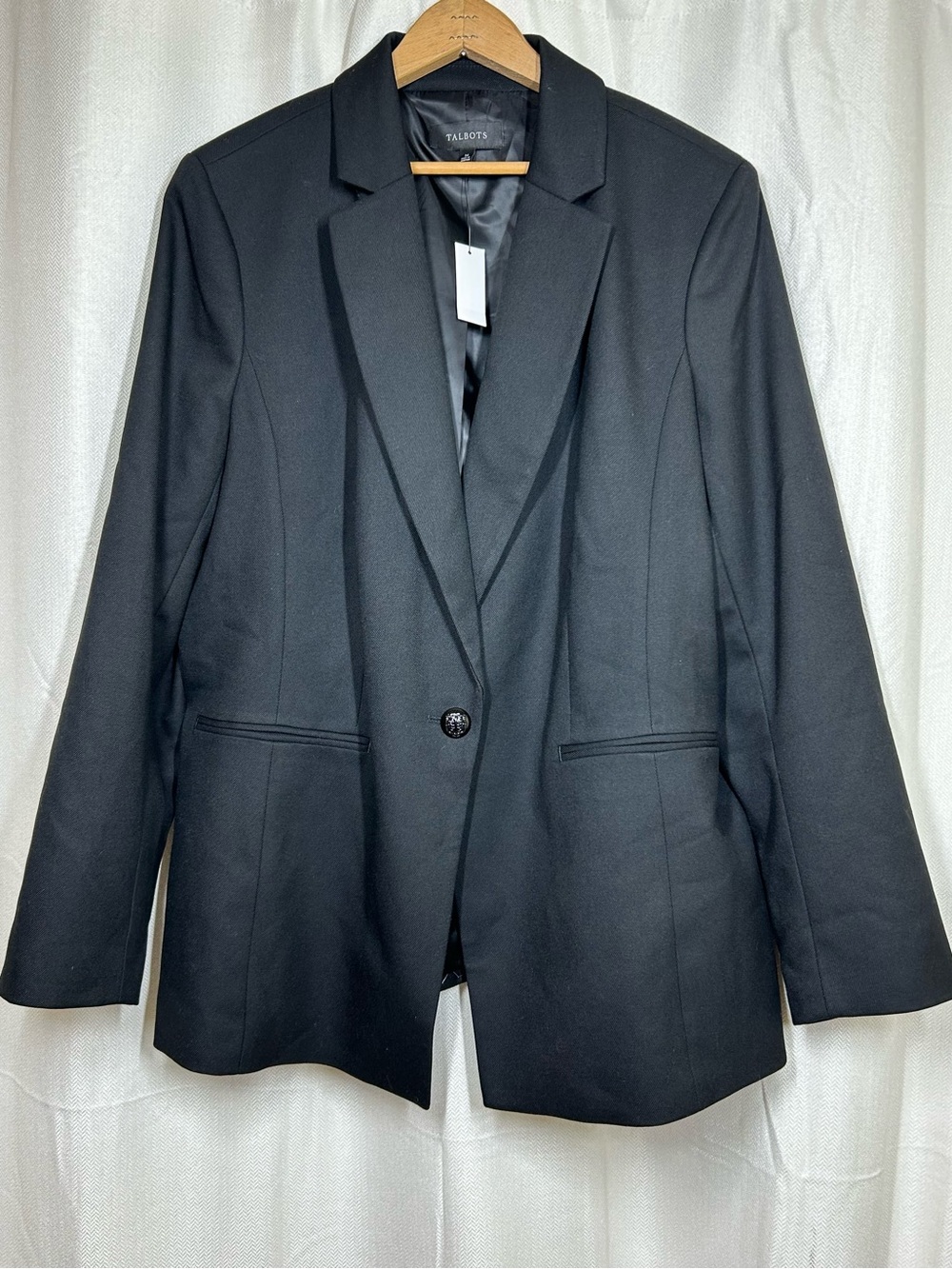 Talbots Black Single Button Blazer Lined Size 16 Plus Size New NWT